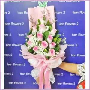 9-18 Big Pink Roses in Pink - Tall Bouquet A