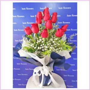 9-25 Big Red Roses in Dark Blue & White - Va-quet A