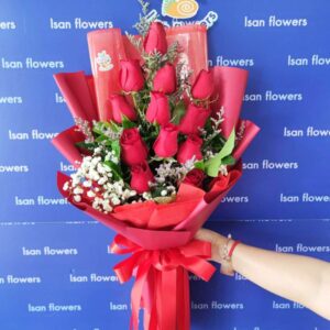 9-18 Big Red Roses in Red - Tall Bouquet A