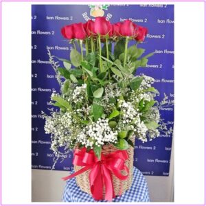 21-51 Big Red Roses - Tall in Basket A