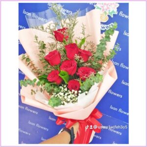 9-18 Big Red Roses in Pink - Tall Bouquet A