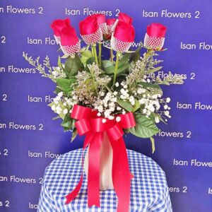 9-25 Big Red Roses in Vase B