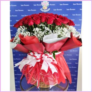 50-101 Big Red Roses - Tall in Basket C