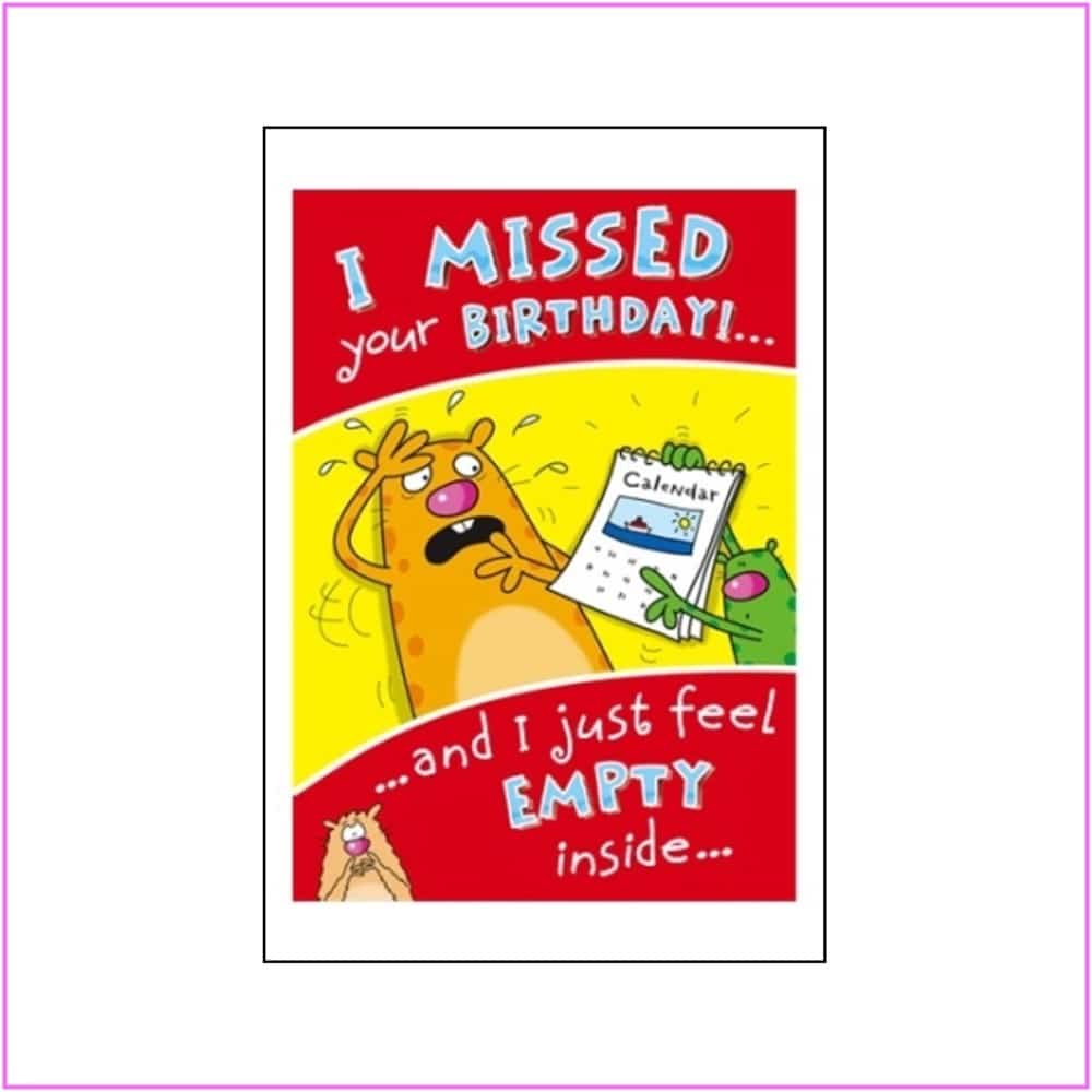 birthday card late with calendar and sweat