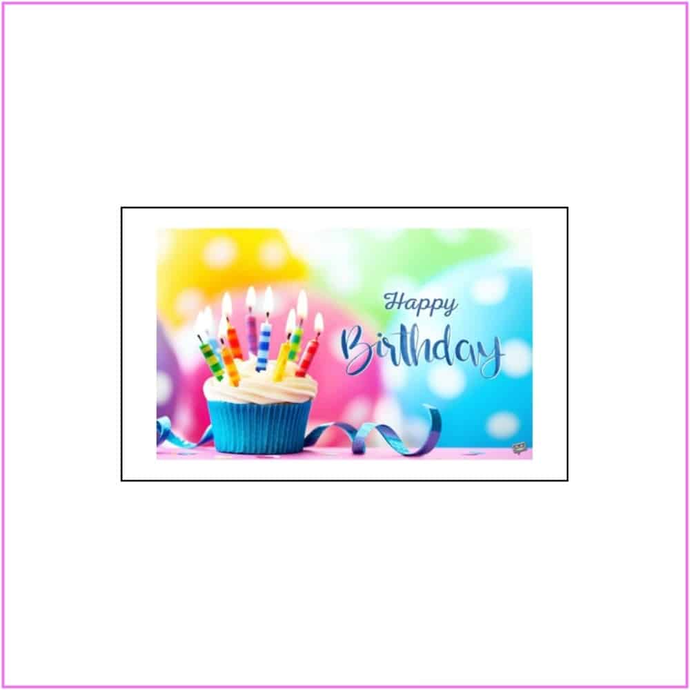 birthday card with candles on cake