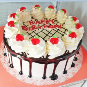 Cherries & Chocolate Sauce Cake