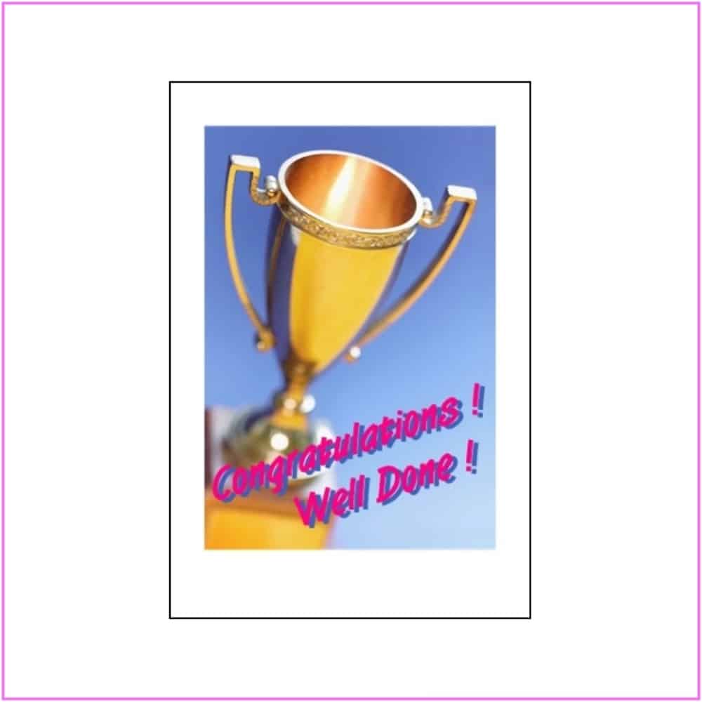 congratulations card with trophy