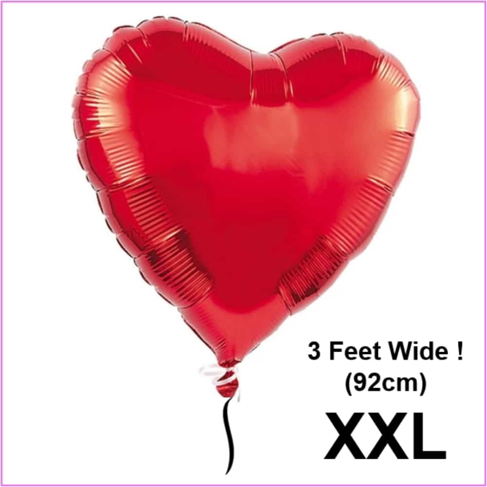 giant red heart floating foil balloon