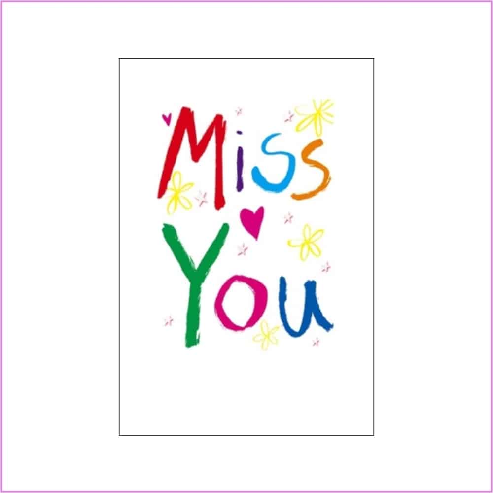 miss you card with text colours